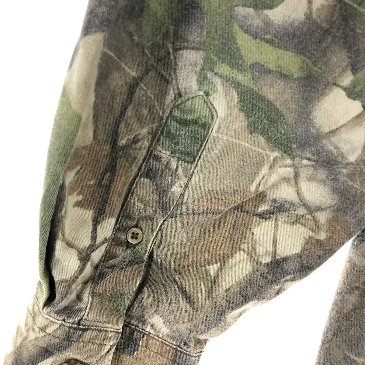 00'S DUXBAK Real Tree Camo Long Sleeve Button Down Light Flannel Shirt Men's L size /eaa490225