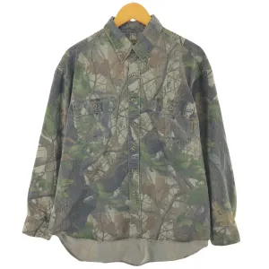 00'S DUXBAK Real Tree Camo Long Sleeve Button Down Light Flannel Shirt Men's L size /eaa490225