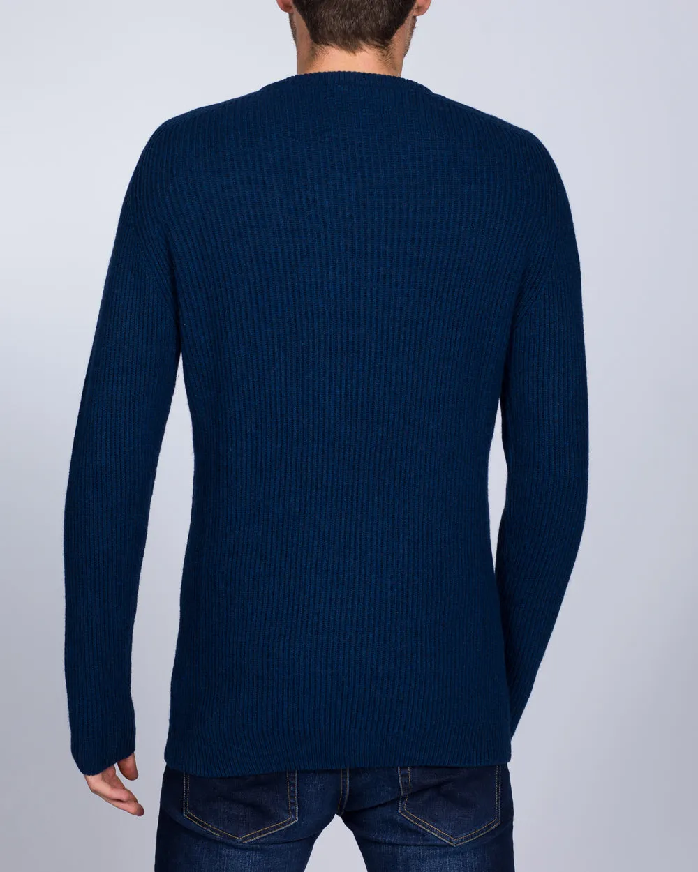 2t Tall Saddle Crew Neck Jumper (indigo)