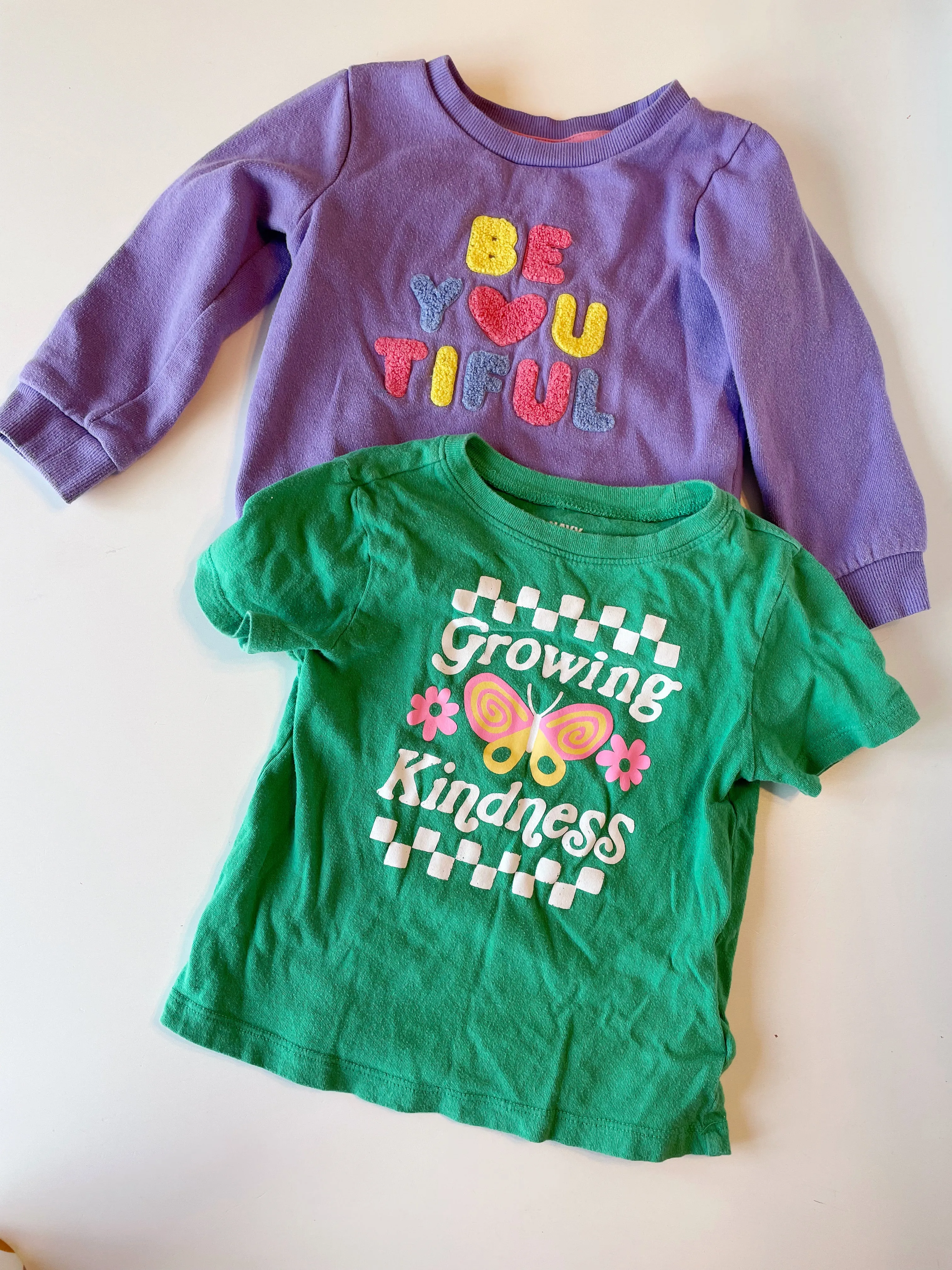 3T girls tops - Old Navy green tshirt & Joe Fresh purple sweater , Kids 3T