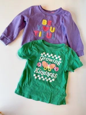 3T girls tops - Old Navy green tshirt & Joe Fresh purple sweater , Kids 3T