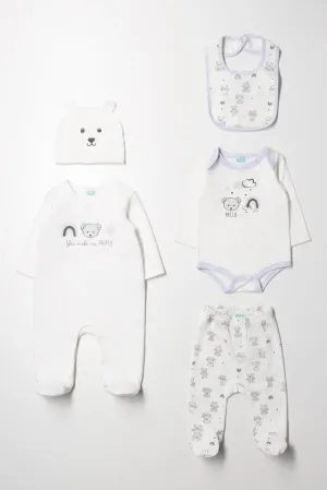 5 Piece Bear Set White