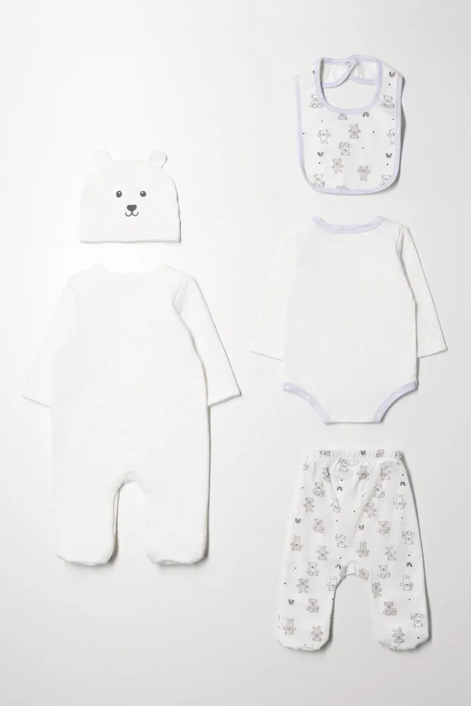 5 Piece Bear Set White