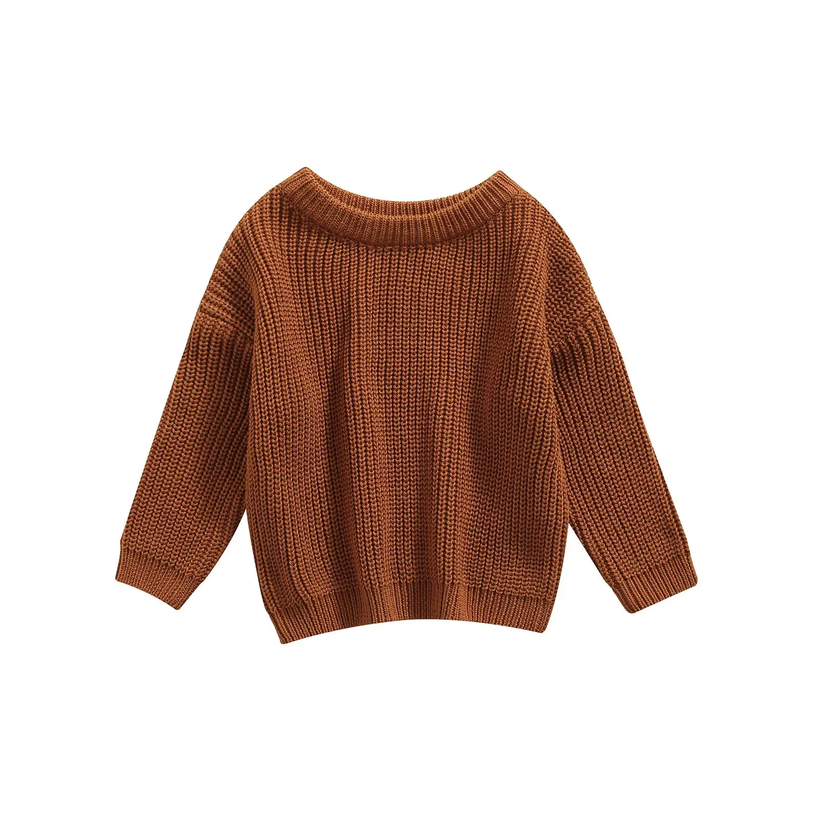 Baby Boys Girls Solid Color Long Sleeve Knit Sweaters