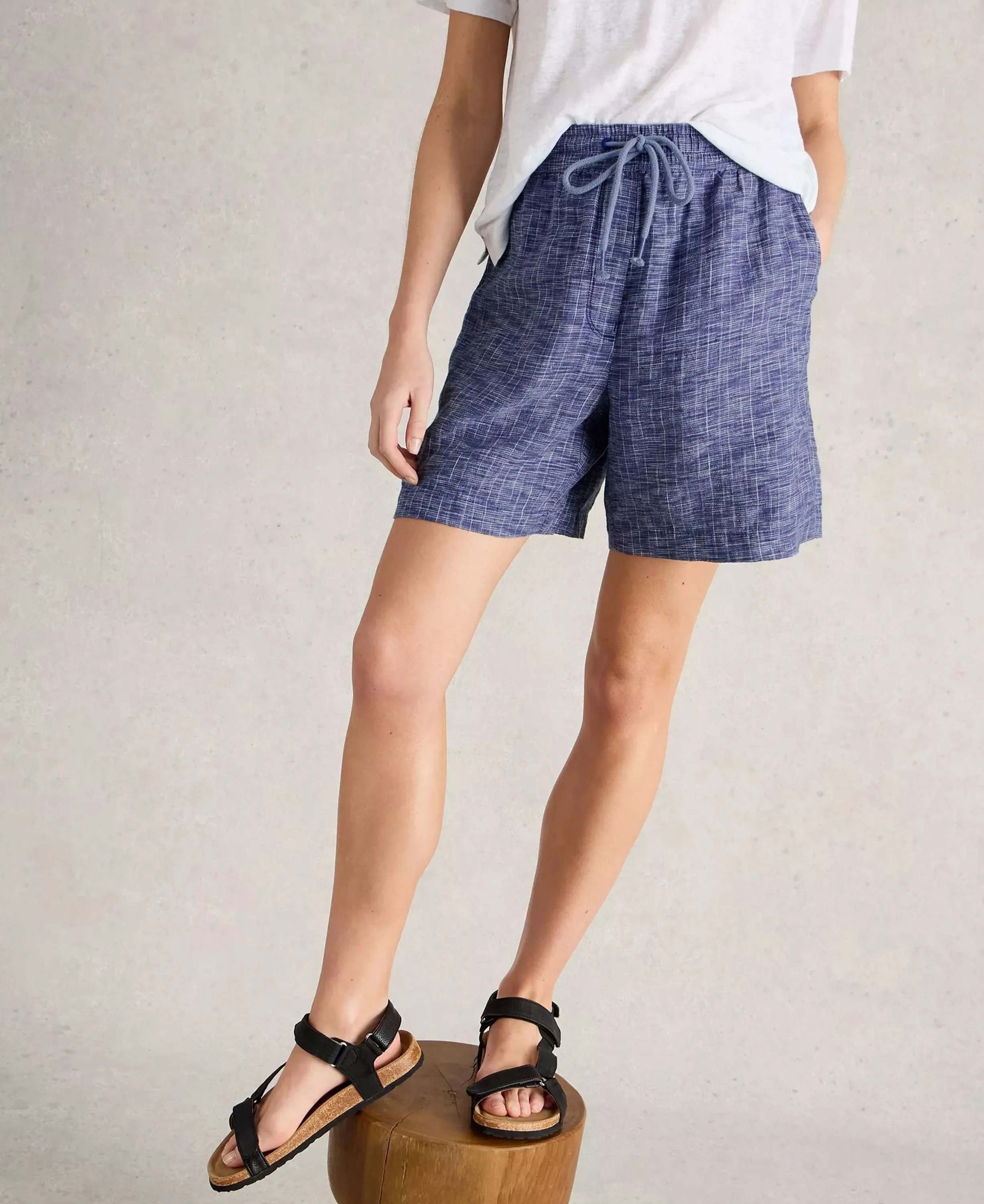 Belle Linen Shorts - Blue Multi