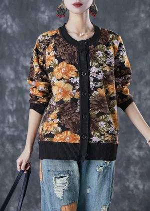 Black Print Warm Knit Sweaters Button Down Winter ML1854