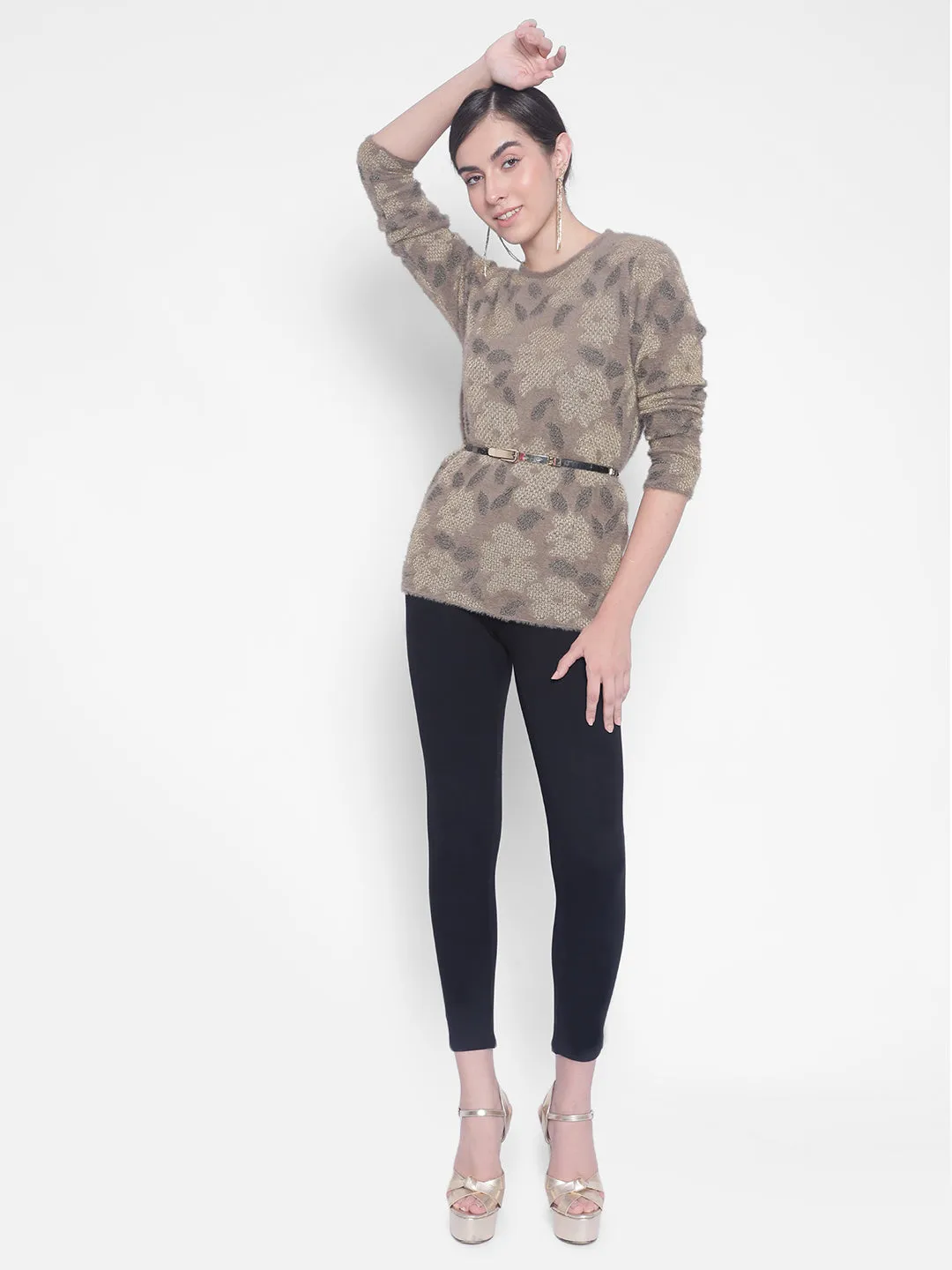 Brown Printed Sweaters