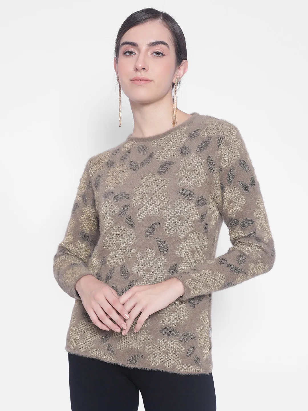 Brown Printed Sweaters
