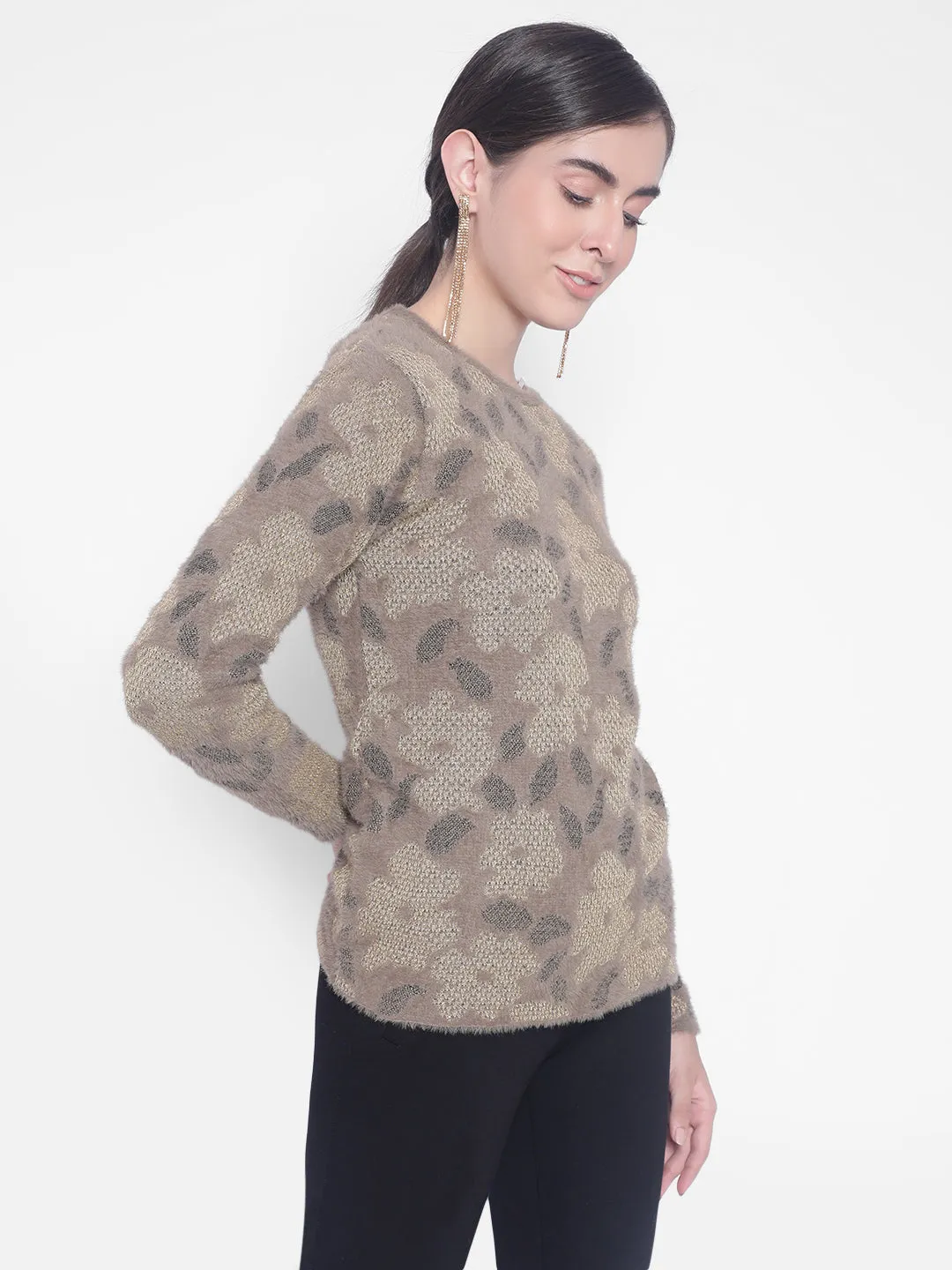 Brown Printed Sweaters