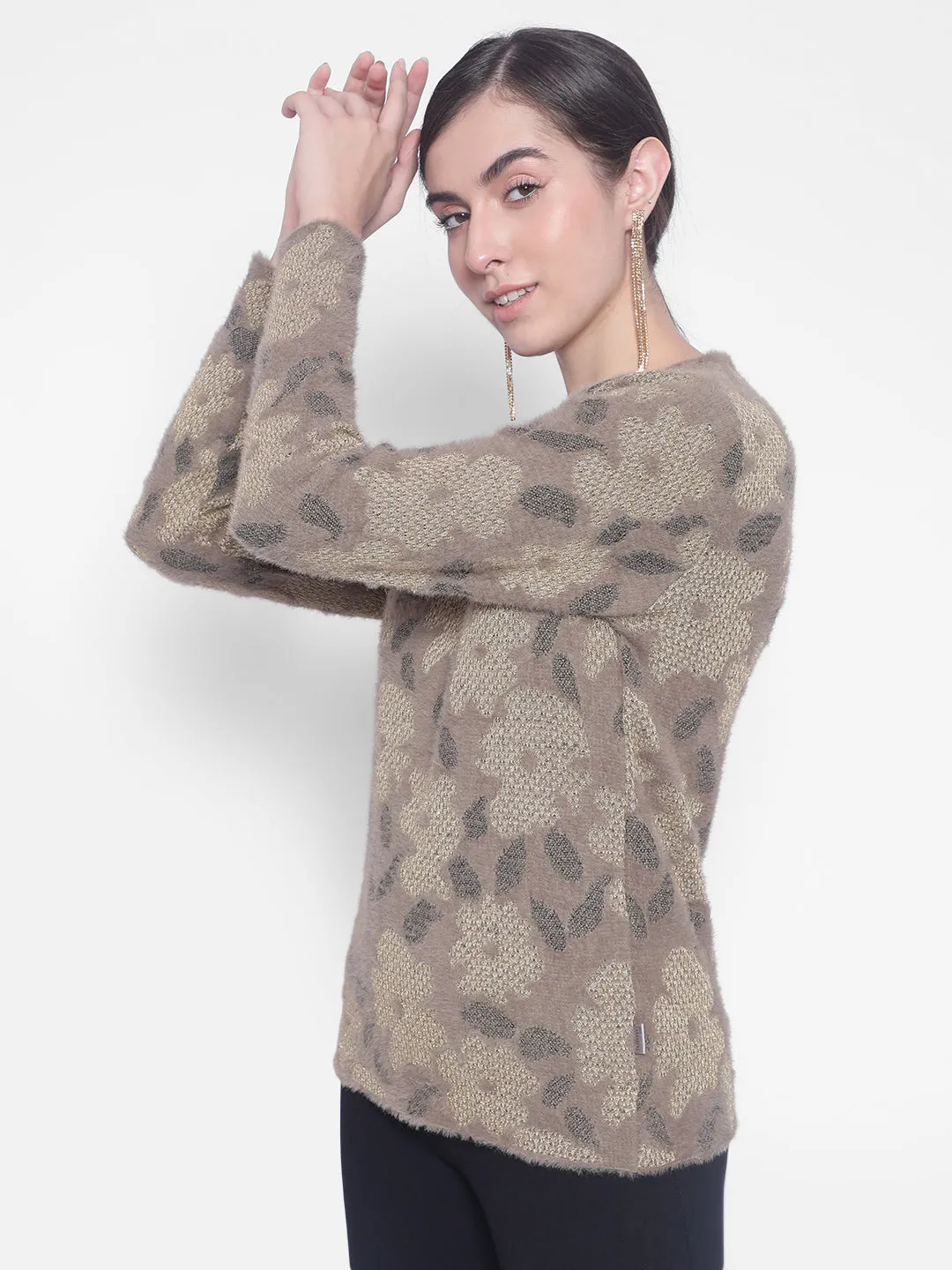 Brown Printed Sweaters