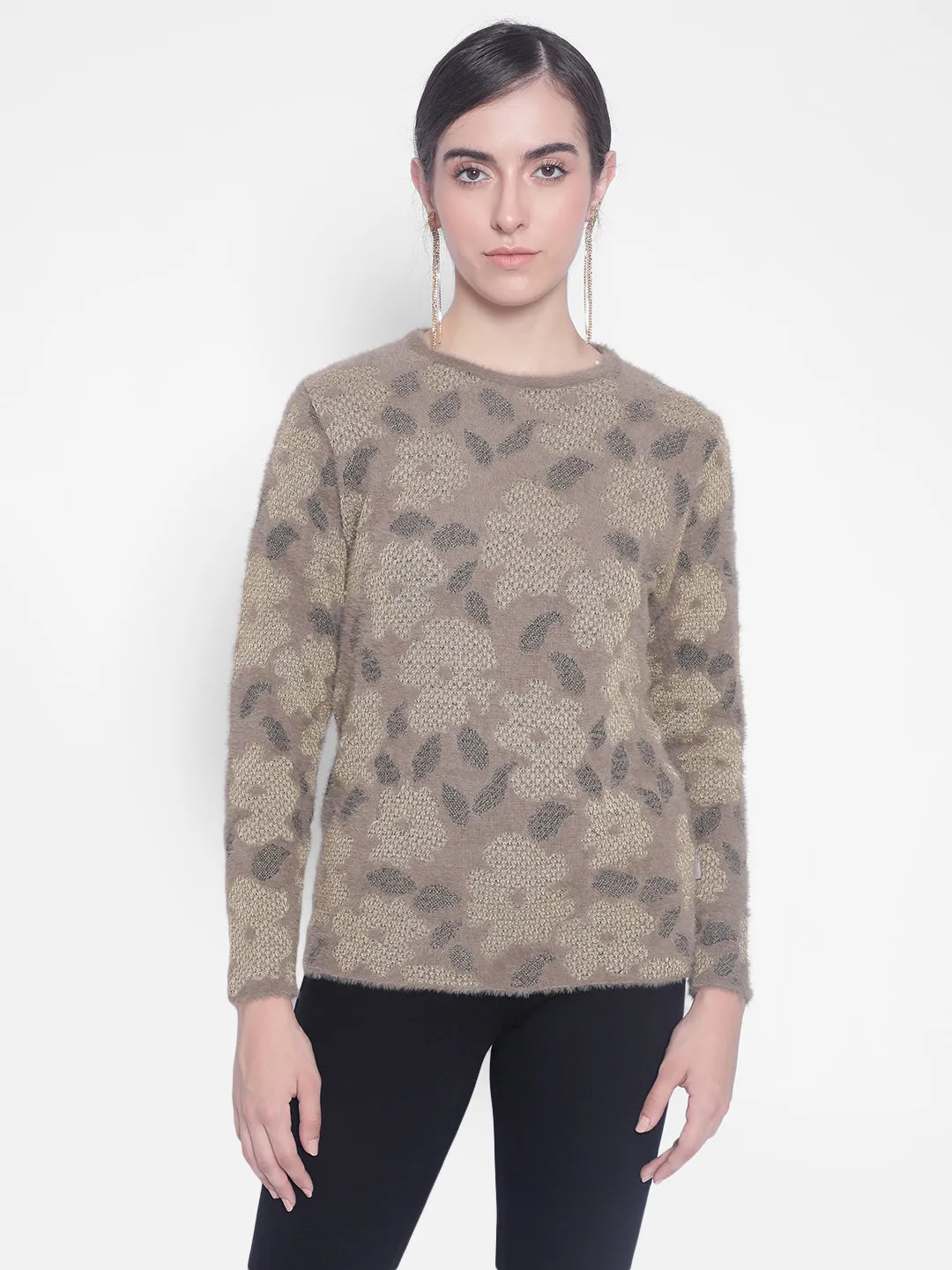 Brown Printed Sweaters