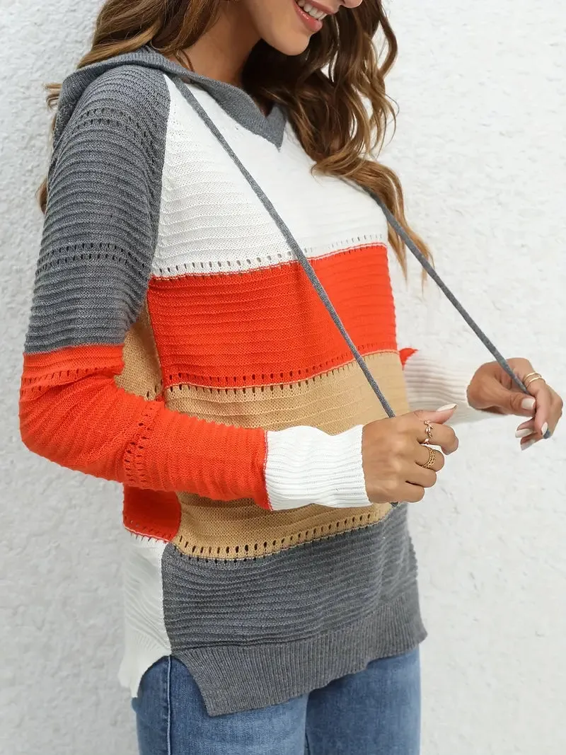 Color Block Gebreide Hoodie