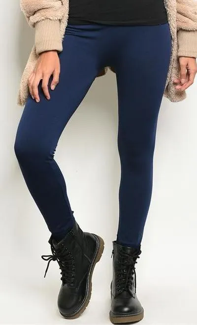 Cozy Vibes Fleece Lined Leggings (Navy)