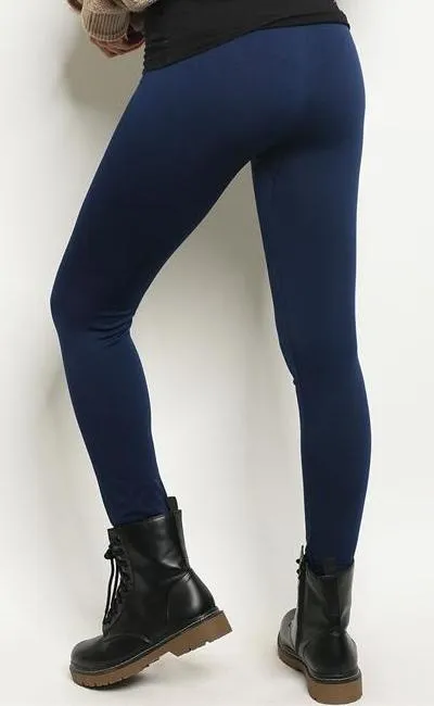 Cozy Vibes Fleece Lined Leggings (Navy)