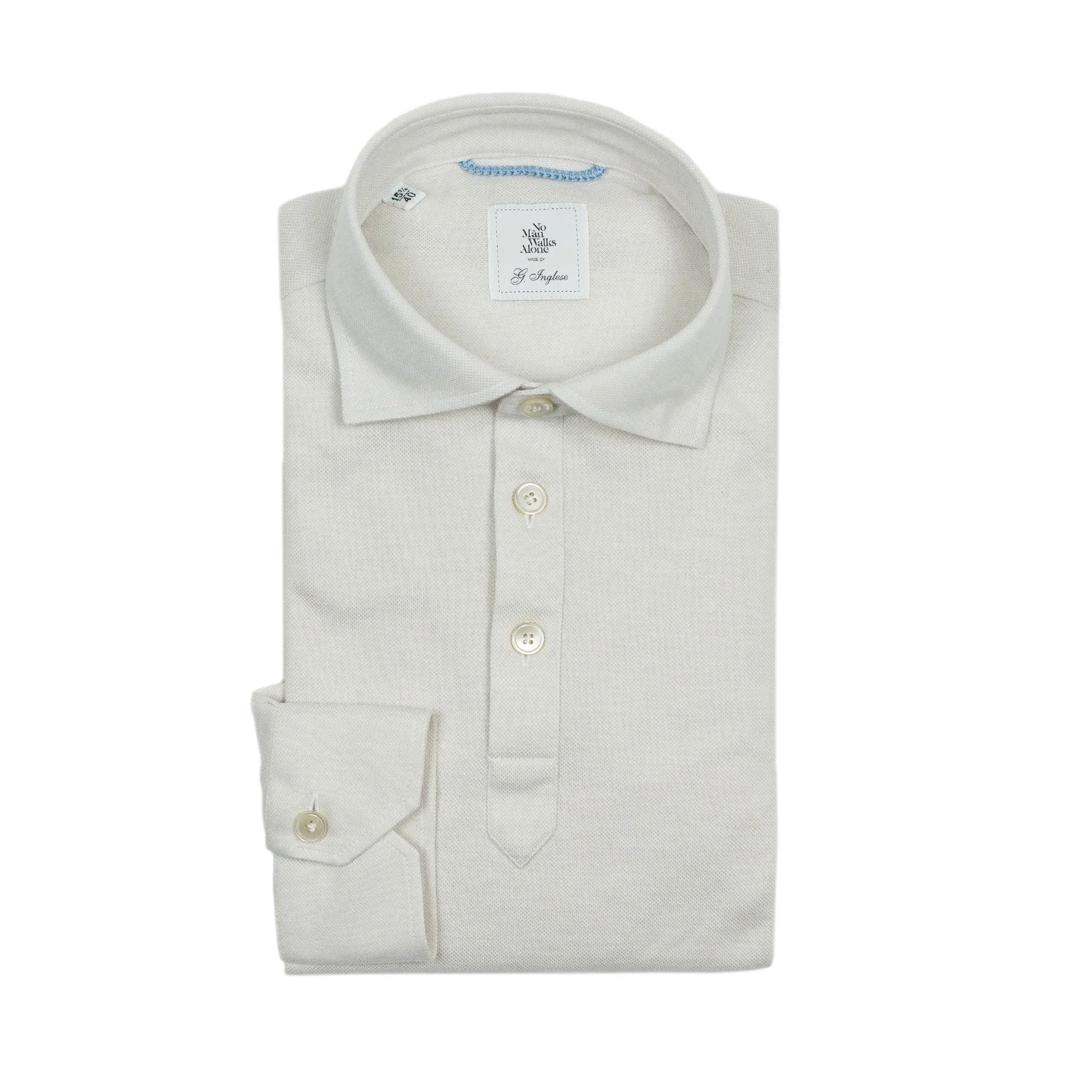 Cream cotton pique polo shirt, soft collar (restock)