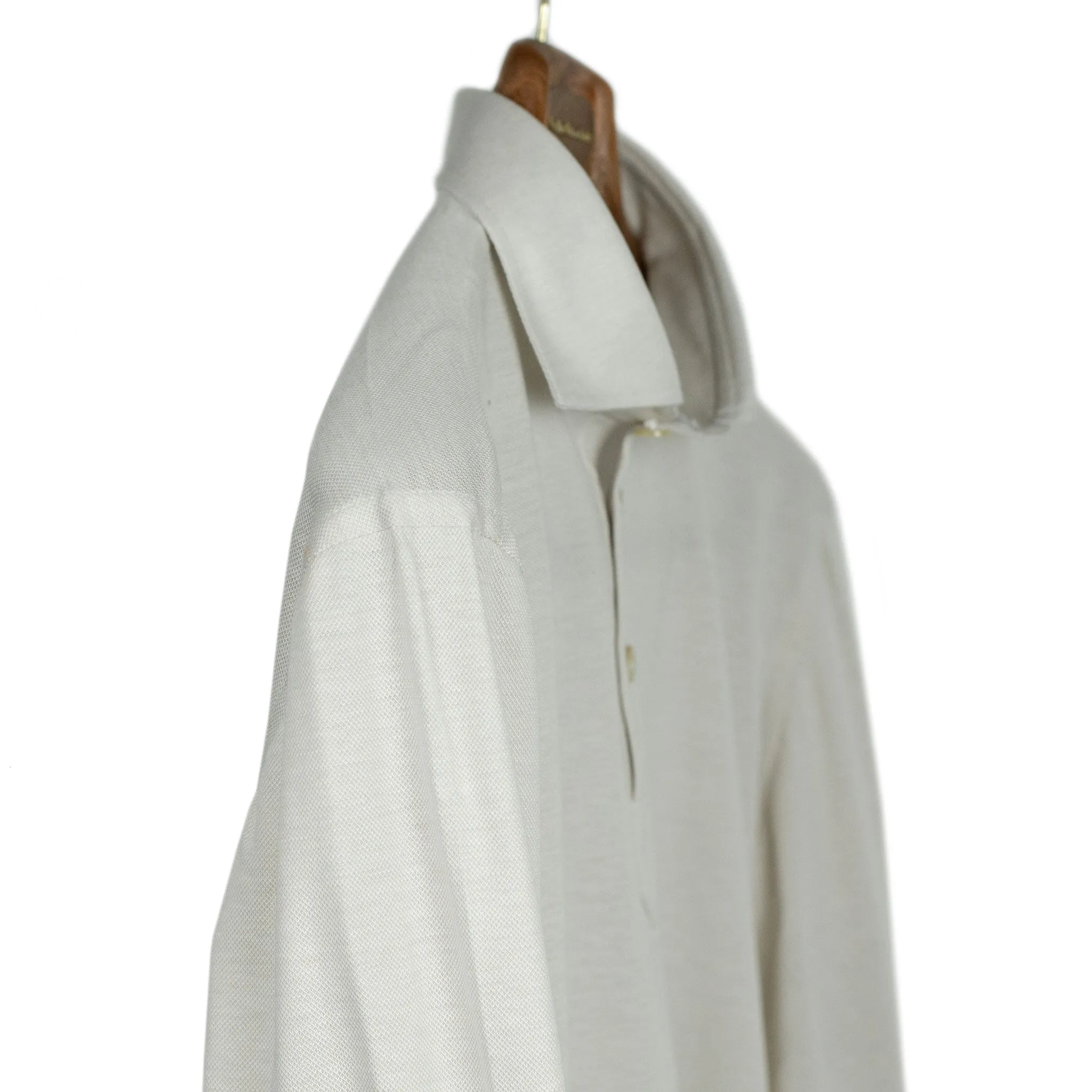 Cream cotton pique polo shirt, soft collar (restock)