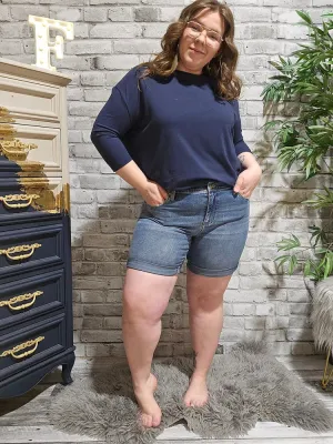Cuffed Jean Shorts