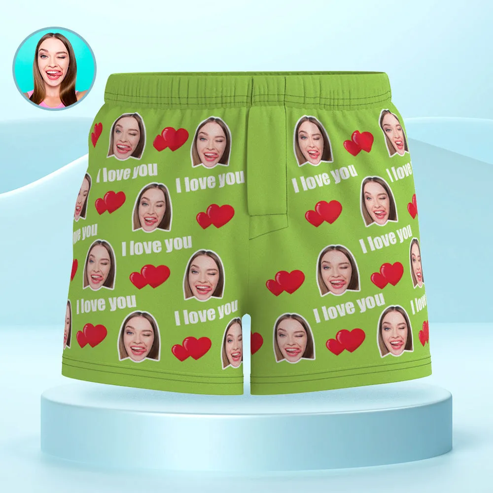 Custom Face Multicolor I Love You Boxer Shorts Personalized Photo Underwear Gift for Him