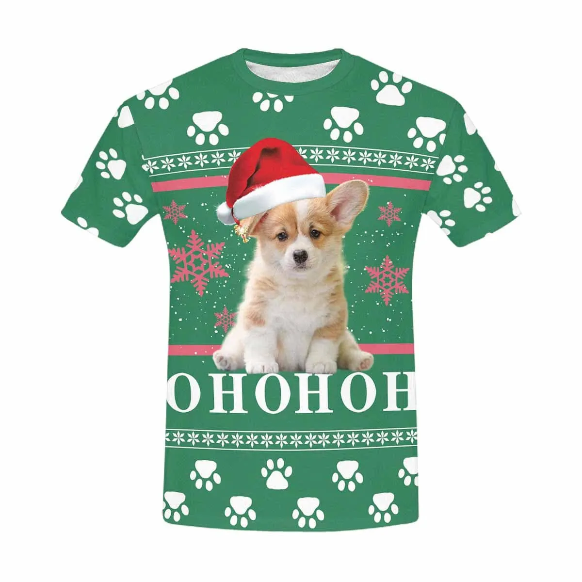 Custom Pet Photo Shirts Paw Print Christmas Men's All Over Print T-shirt Put Your Dog on A Shirt for Him