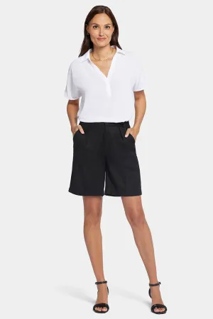 Entspannte Shorts in Stretch-Leinen | Black