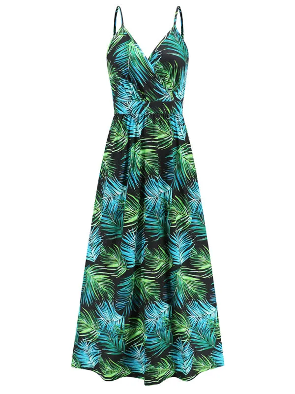 Fashionable and sexy suspender backless slim holiday dress