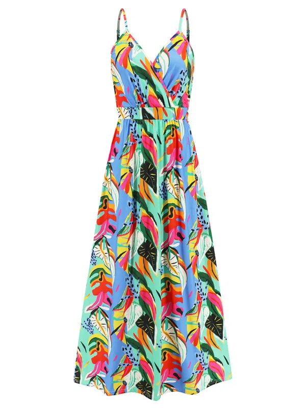 Fashionable and sexy suspender backless slim holiday dress