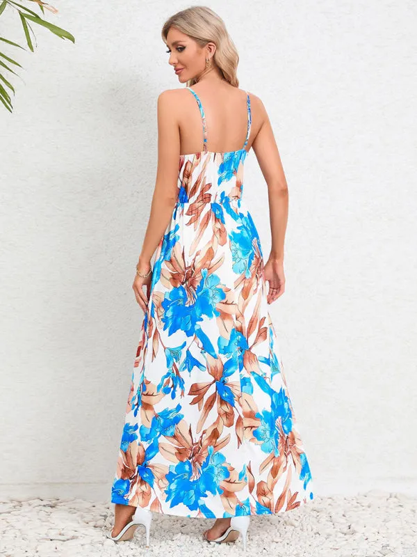 Fashionable and sexy suspender backless slim holiday dress