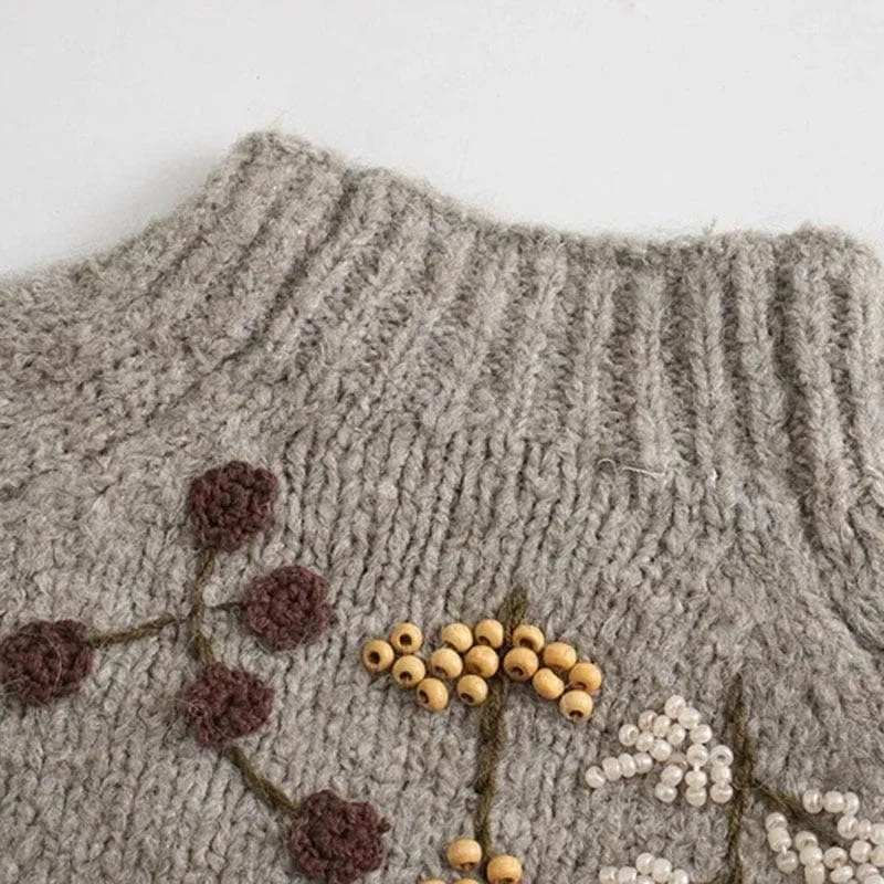 FLORAL KNITTED WARM SWEATER