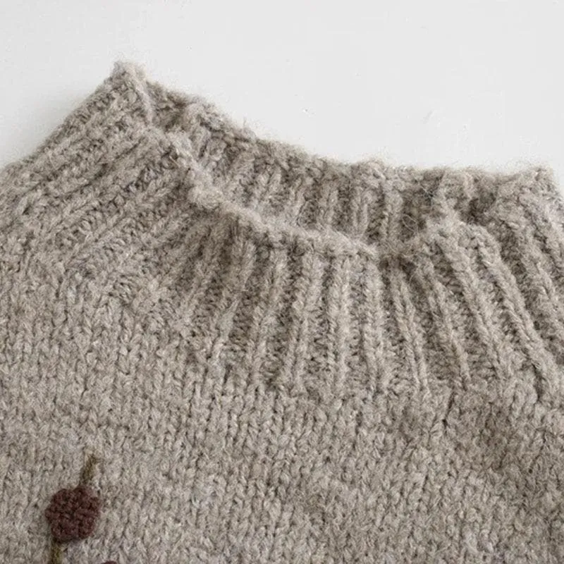 FLORAL KNITTED WARM SWEATER