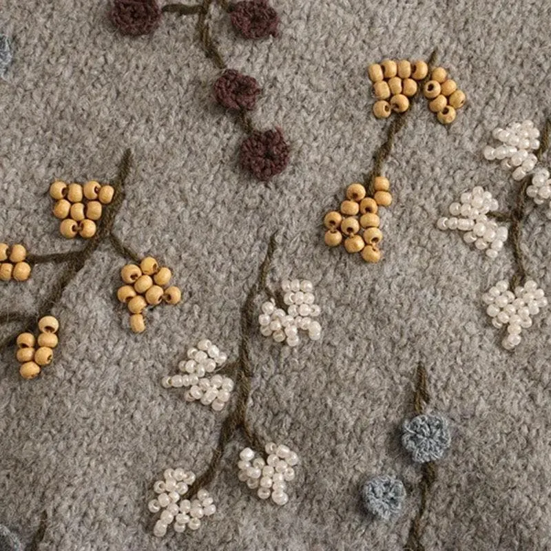 FLORAL KNITTED WARM SWEATER