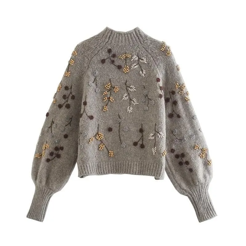 FLORAL KNITTED WARM SWEATER