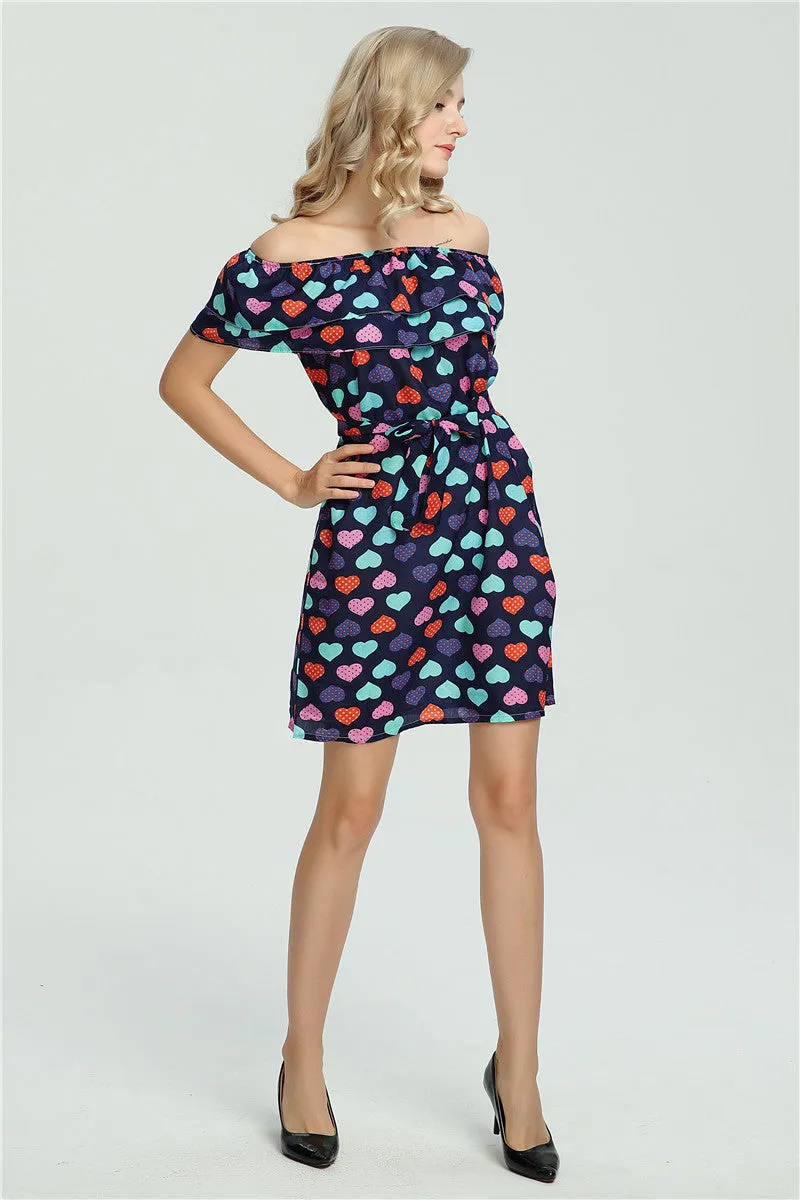 Flower Color Sleeveless Off Shoulder Short Dresses