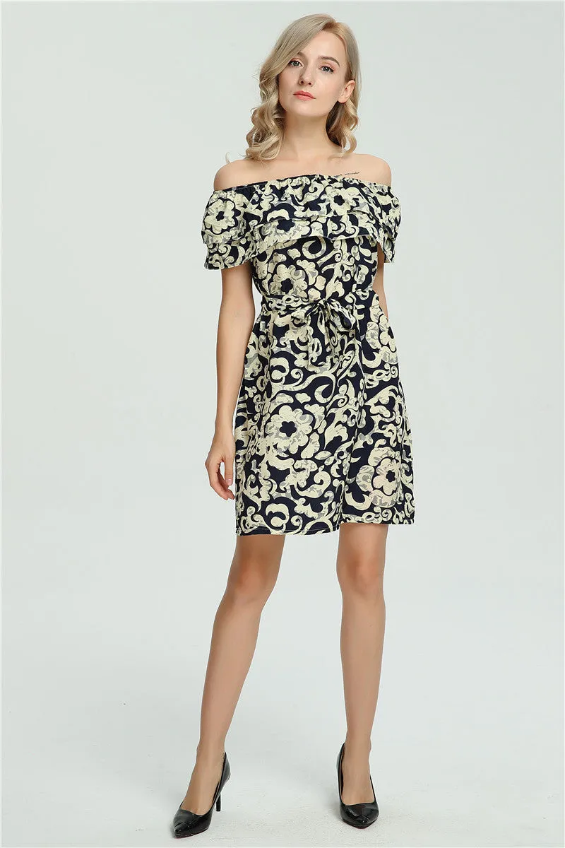 Flower Color Sleeveless Off Shoulder Short Dresses