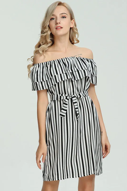 Flower Color Sleeveless Off Shoulder Short Dresses