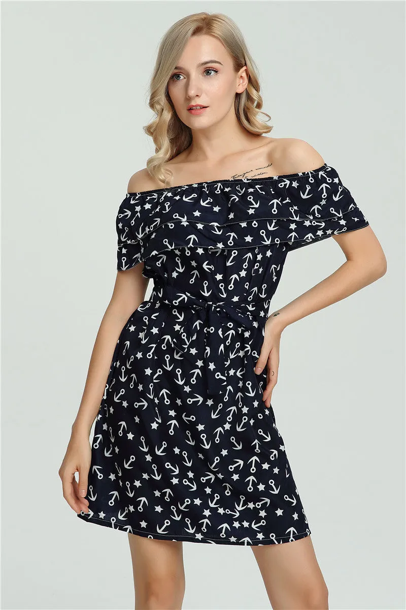Flower Color Sleeveless Off Shoulder Short Dresses