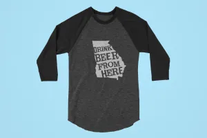Georgia Drink Beer From Here® - Craft Beer Baseball tee