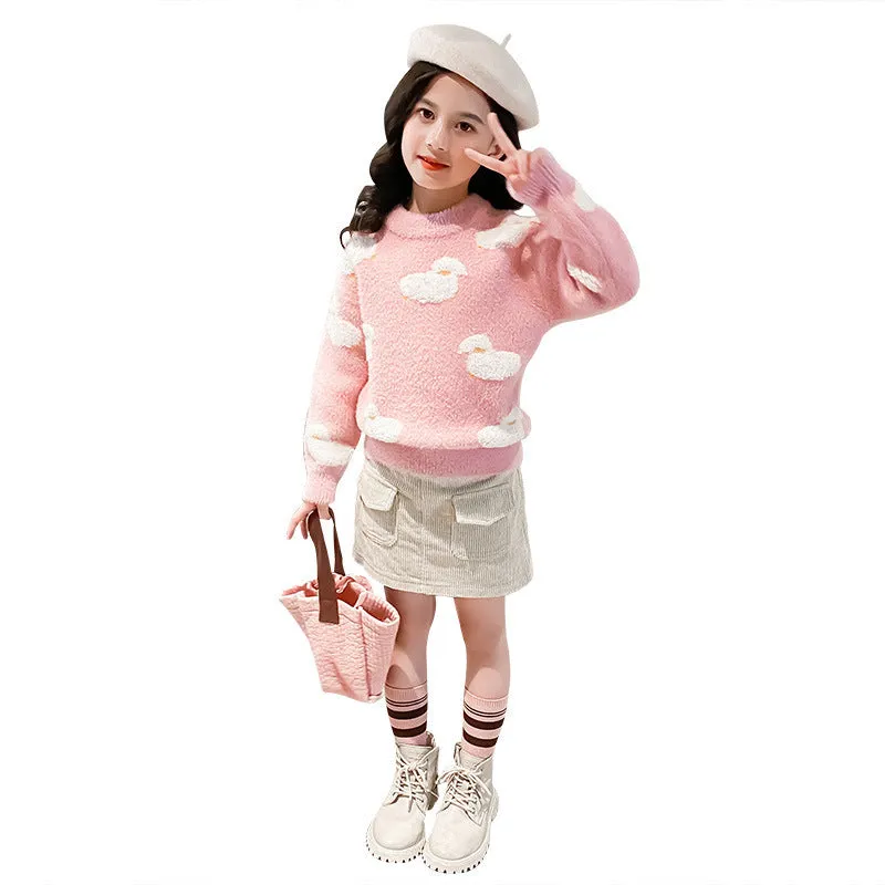 Girl Pullover Sweaters Warm Fashion Pullover Knitting Bottoming Shirt