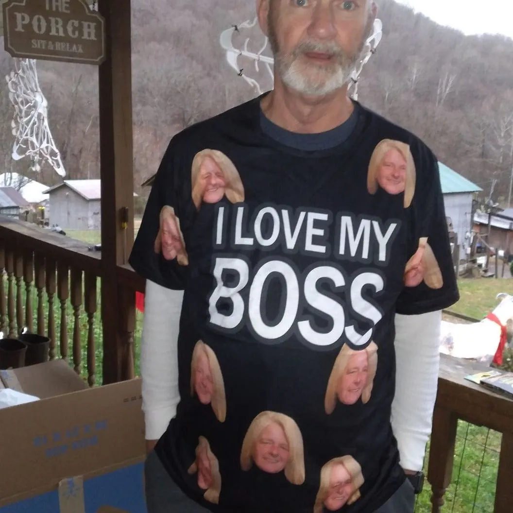 [Hot Sale] Custom Face I Love My Boss Design Your Own Tshirt with Photo Printed Casual T-shirt Funny Picture Tee Shirt
