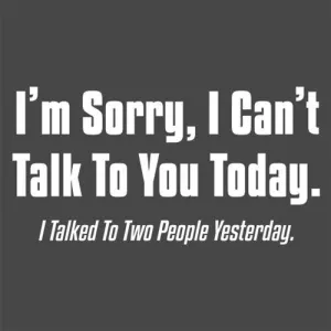 I'm Sorry, I Can'T Talk To You Today. I Talked To Two People Yesterday