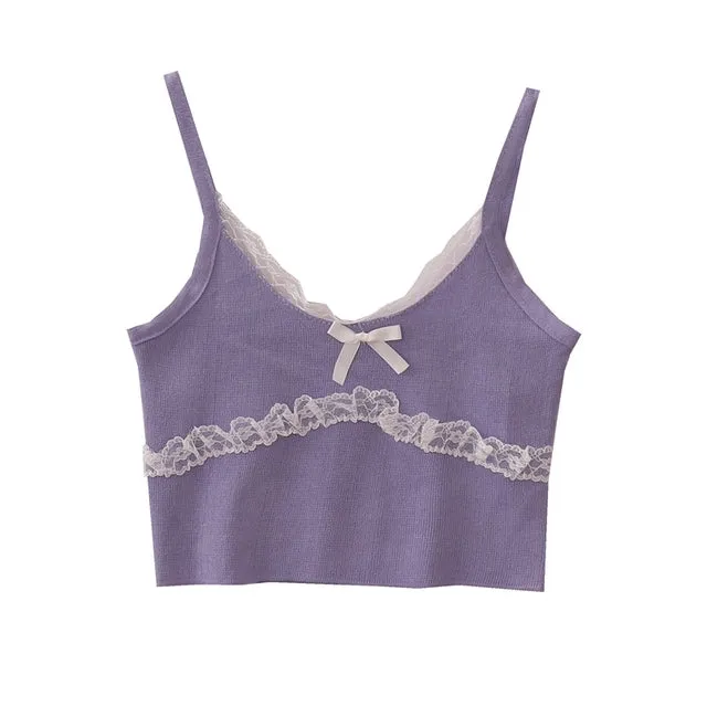 Lace Trim Cami Crop Top