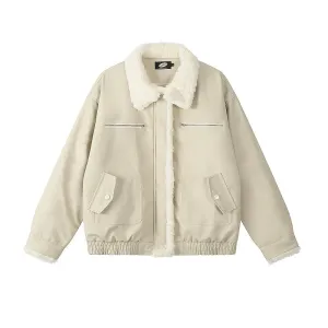 Lamb Wool PU Leather Lapel Jacket