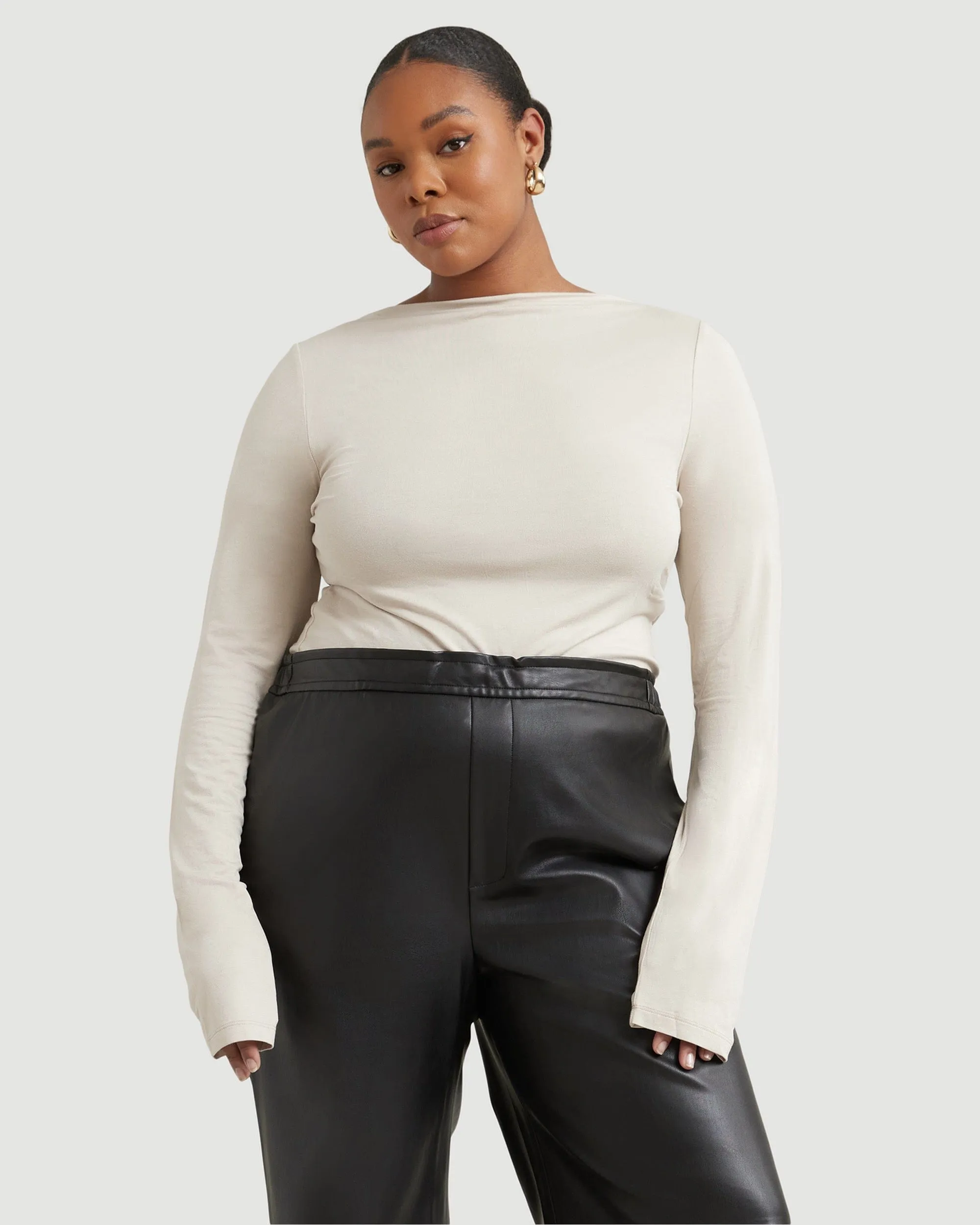 Layla Slit-Neck Long-Sleeve Tee
