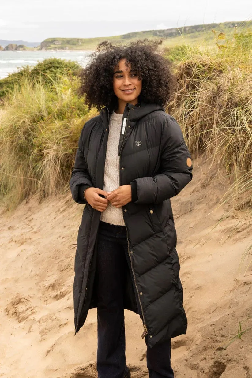Lighthouse Ladies Relaxed Fit Long Water Repellent Savannah Padded Coat-BLACK
