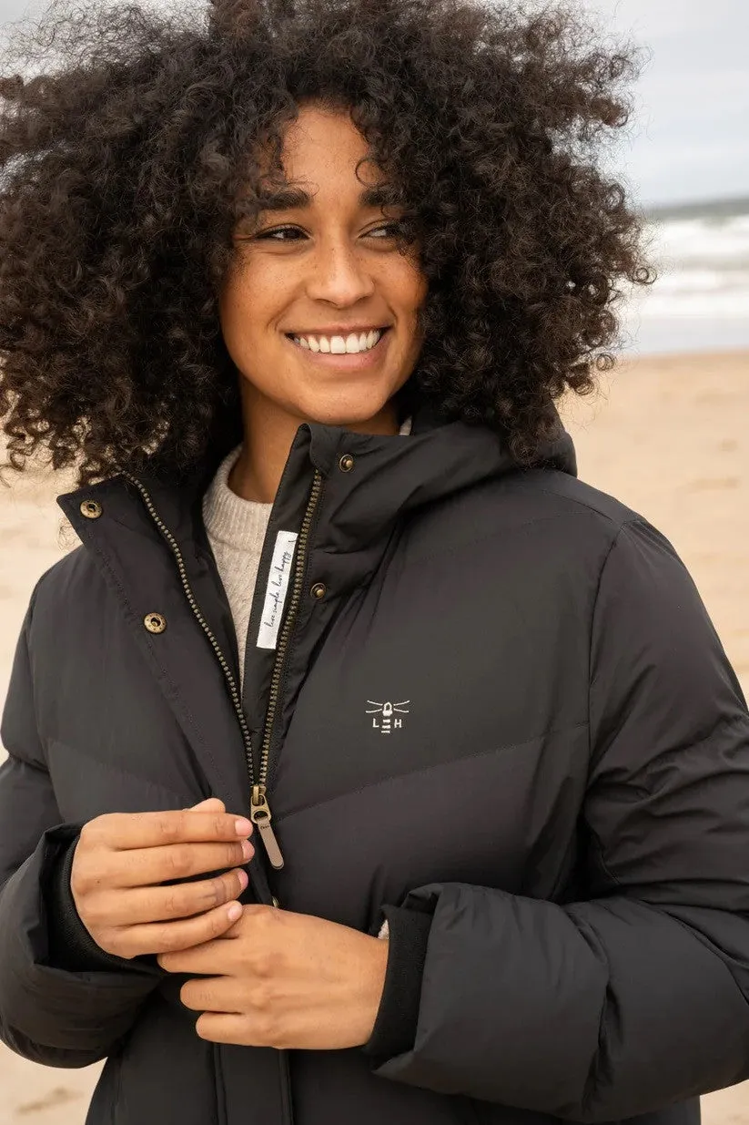 Lighthouse Ladies Relaxed Fit Long Water Repellent Savannah Padded Coat-BLACK