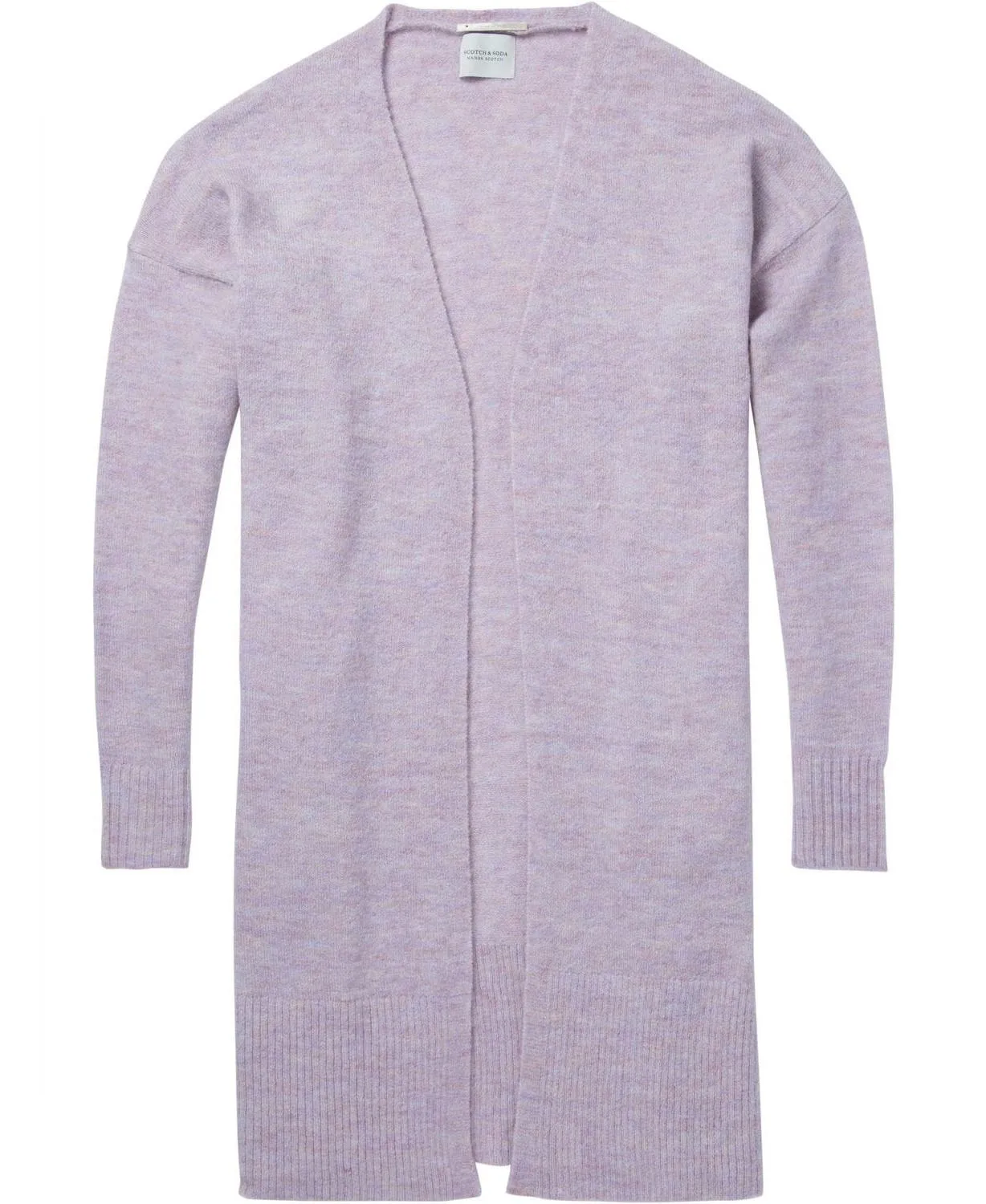 Longline Fluffy Wool Cardigan (Lilac Melange)