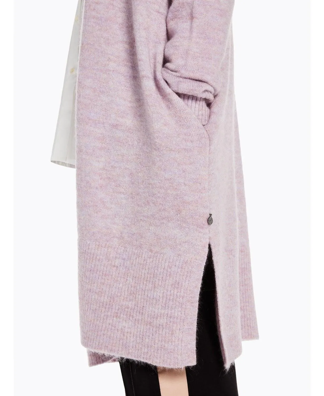 Longline Fluffy Wool Cardigan (Lilac Melange)