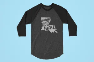 Louisiana Drink Beer From Here® - Craft Beer Baseball tee