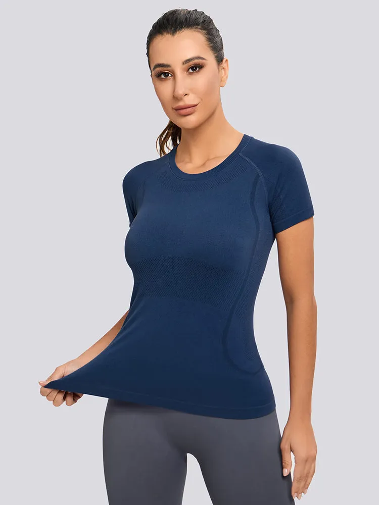 MATHCAT Yoga Short Sleeve Shirts Soft Seamless Gym T-Shirts