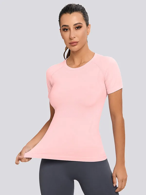 MATHCAT Yoga Short Sleeve Shirts Soft Seamless Gym T-Shirts