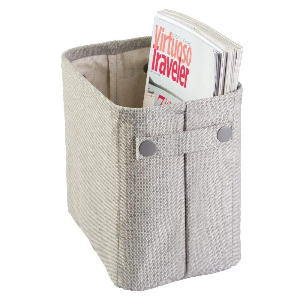 mDesign Soft Cotton Fabric Closet Storage Organizer Bin Basket Storage Organizer for Bathroom - Coated Interior, Attached Handles - Use on Vanity, Cabinet, Shelf, Countertop, Tall, 4 Pack - Light Gray
